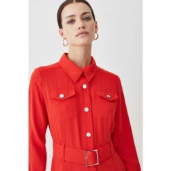 Brand new 💯 KarenMillen Petite Soft Tailored Pleat Panel Sleeved Belted Midi 👗 Dress For Female 🌟 -Karen Millen Sales unnamed file 4685