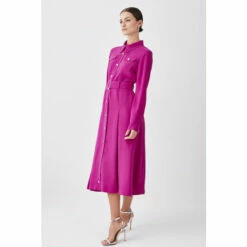 Brand new 💯 KarenMillen Petite Soft Tailored Pleat Panel Sleeved Belted Midi 👗 Dress For Female 🌟 -Karen Millen Sales unnamed file 4687