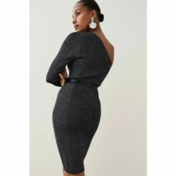 Coupon 💯 KarenMillen One Shoulder Rib Knit Belted Mini 👗 Dress For Female 😍 -Karen Millen Sales unnamed file 4694