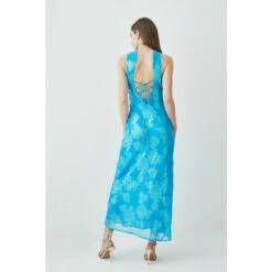 Discount ❤️ KarenMillen Metallic Iridescent Halter Column Midi 👗 Dress For Female ⭐ -Karen Millen Sales unnamed file 4707