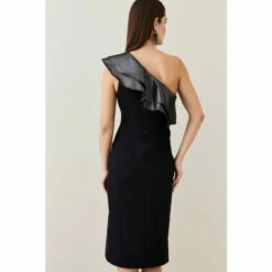 Brand new 😉 KarenMillen Geo Jacquard Contrast Ruffle Pencil Midi 👗 Dress For Female 👍 -Karen Millen Sales unnamed file 4721