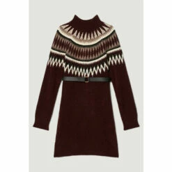 Hot Sale 👍 KarenMillen Lydia Millen Boucle Fairisle Belted Mini 👗 Dress For Female 🎉 -Karen Millen Sales unnamed file 4750