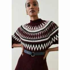 Hot Sale 👍 KarenMillen Lydia Millen Boucle Fairisle Belted Mini 👗 Dress For Female 🎉 -Karen Millen Sales unnamed file 4752