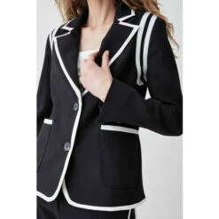Best Pirce 😉 KarenMillen Compact Stretch Tipped Detail Single Breasted Blazer For Female 😉