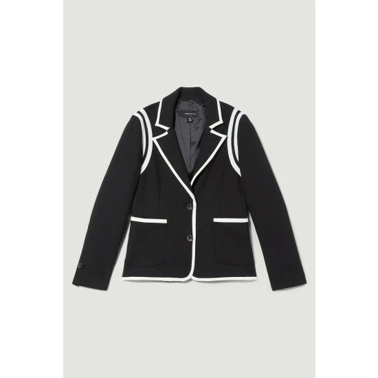 Best Pirce 😉 KarenMillen Compact Stretch Tipped Detail Single Breasted Blazer For Female 😉 4 Best Pirce 😉 KarenMillen Compact Stretch Tipped Detail Single Breasted Blazer For Female 😉 - Image 4