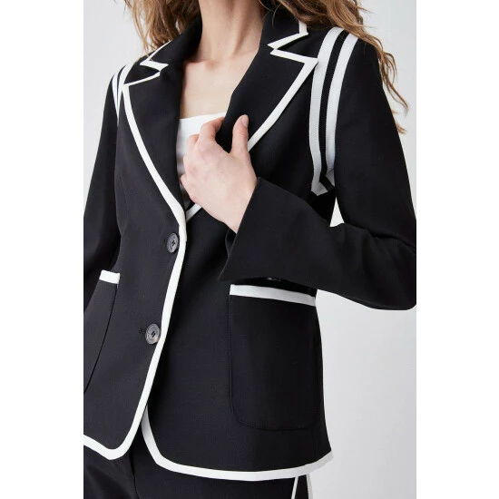 Best Pirce 😉 KarenMillen Compact Stretch Tipped Detail Single Breasted Blazer For Female 😉 6 Best Pirce 😉 KarenMillen Compact Stretch Tipped Detail Single Breasted Blazer For Female 😉 - Image 6