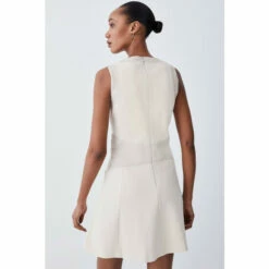 Hot Sale 🥰 KarenMillen Tall Ponte & Faux Leather A Line Flippy Mini 👗 Dress For Female 🧨 -Karen Millen Sales unnamed file 4772