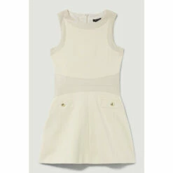 Hot Sale 🥰 KarenMillen Tall Ponte & Faux Leather A Line Flippy Mini 👗 Dress For Female 🧨 -Karen Millen Sales unnamed file 4773