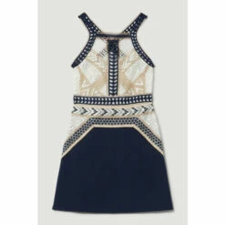 Coupon 👍 KarenMillen Geo Guipure Metallic Lace Woven Mini 👗 Dress For Female ⌛ -Karen Millen Sales unnamed file 4785