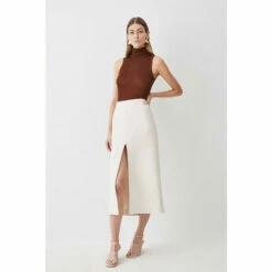 Best reviews of 🥰 KarenMillen Compact Stretch Split Front Colum Midaxi 👗 Skirt For Female 🎁