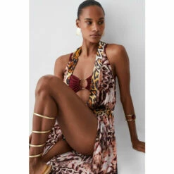 Cheap ✔️ KarenMillen Beach Metallic Printed Midi Cover Up For Female 👏 -Karen Millen Sales unnamed file 4790