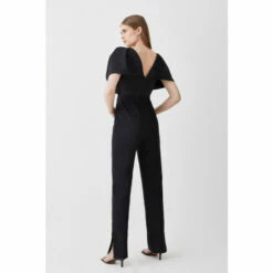 Best Sale ✨ KarenMillen Italian Wool Blend Satin Couture Draped Jumpsuit For Female 😍 -Karen Millen Sales unnamed file 4810