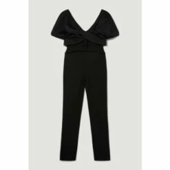 Best Sale ✨ KarenMillen Italian Wool Blend Satin Couture Draped Jumpsuit For Female 😍 -Karen Millen Sales unnamed file 4811