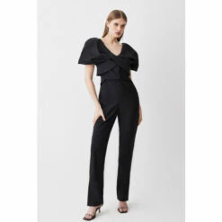 Best Sale ✨ KarenMillen Italian Wool Blend Satin Couture Draped Jumpsuit For Female 😍 -Karen Millen Sales unnamed file 4813