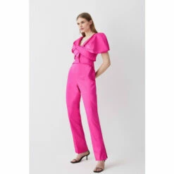 Best Sale ✨ KarenMillen Italian Wool Blend Satin Couture Draped Jumpsuit For Female 😍 -Karen Millen Sales unnamed file 4814
