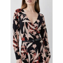 Promo 💯 KarenMillen Belted Viscose Blend Long Sleeve Jersey Mini 👗 Dress For Female 🤩 -Karen Millen Sales unnamed file 4819