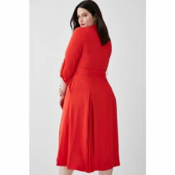 Coupon 🔥 KarenMillen Plus Size Soft Tailored Pleat Panel Sleeved Belted Midi 👗 Dress For Female 🔔 -Karen Millen Sales unnamed file 4824