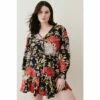 Discount 🔔 KarenMillen Plus Size Floral Printed Wrap Woven Mini 👗 Dress For Female ✨