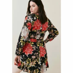 Discount 🔔 KarenMillen Plus Size Floral Printed Wrap Woven Mini 👗 Dress For Female ✨ -Karen Millen Sales unnamed file 4843
