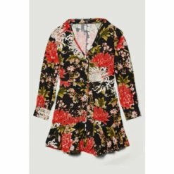 Discount 🔔 KarenMillen Plus Size Floral Printed Wrap Woven Mini 👗 Dress For Female ✨ -Karen Millen Sales unnamed file 4844