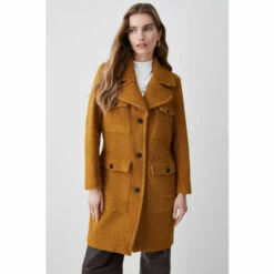 Coupon โ๏ธ KarenMillen Boucle Pocket Detail Collared ๐งฅ Coat For Female ๐ฅ
