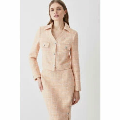 Best deal 👍 KarenMillen Tweed Pocket Crop Jacket For Female 🌟 -Karen Millen Sales unnamed file 4865