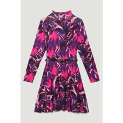 Cheapest 👏 KarenMillen Belted Funnel Neck Long Sleeve Viscose Blend Jersey Mindress For Female 🎁 -Karen Millen Sales unnamed file 4869