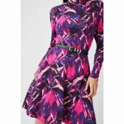 Cheapest 👏 KarenMillen Belted Funnel Neck Long Sleeve Viscose Blend Jersey Mindress For Female 🎁 -Karen Millen Sales unnamed file 4870