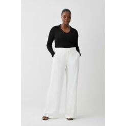Brand new 🔥 KarenMillen Plus Size Viscose Satin Back Crepe Wide Leg Trouser For Female 👏 -Karen Millen Sales unnamed file 4881