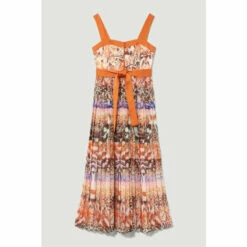 Best reviews of 🔥 KarenMillen Petite Top Stitch Pleated Mixed Animal Detail Woven Midi For Female 🧨 -Karen Millen Sales unnamed file 489