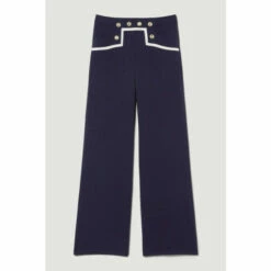 Wholesale ❤️ KarenMillen Compact Stretch Nautical Button Front Wide Leg Trouser For Female 🤩 -Karen Millen Sales unnamed file 4898