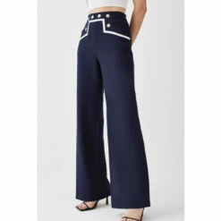 Wholesale ❤️ KarenMillen Compact Stretch Nautical Button Front Wide Leg Trouser For Female 🤩 -Karen Millen Sales unnamed file 4899