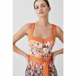 Best reviews of 🔥 KarenMillen Petite Top Stitch Pleated Mixed Animal Detail Woven Midi For Female 🧨 -Karen Millen Sales unnamed file 490