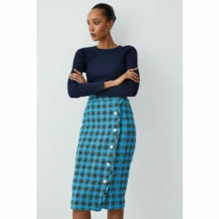Outlet 🛒 KarenMillen Italian Check Boucle Tailored Pencil 👗 Skirt For Female 😉 -Karen Millen Sales unnamed file 4905