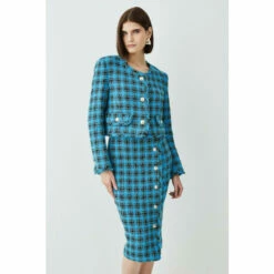 Outlet 🛒 KarenMillen Italian Check Boucle Tailored Pencil 👗 Skirt For Female 😉 -Karen Millen Sales unnamed file 4906