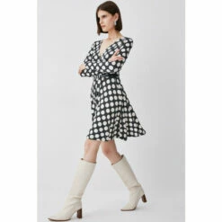 Buy 🌟 KarenMillen Belted Viscose Blend Long Sleeve Jersey Skater 👗 Dress For Female ❤️