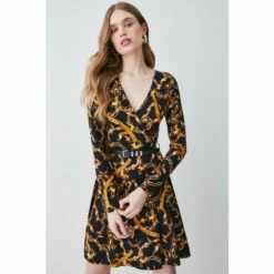 Buy 🌟 KarenMillen Belted Viscose Blend Long Sleeve Jersey Skater 👗 Dress For Female ❤️ -Karen Millen Sales unnamed file 4914