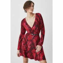 Buy 🌟 KarenMillen Belted Viscose Blend Long Sleeve Jersey Skater 👗 Dress For Female ❤️ -Karen Millen Sales unnamed file 4915