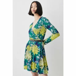 Buy 🌟 KarenMillen Belted Viscose Blend Long Sleeve Jersey Skater 👗 Dress For Female ❤️ -Karen Millen Sales unnamed file 4916