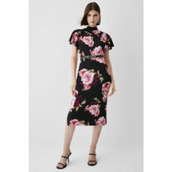 Buy 🔔 KarenMillen Belted Viscose Blend Angel Sleeve Jersey Midi 👗 Dress For Female ⌛ -Karen Millen Sales unnamed file 4927