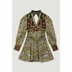 Outlet 👍 KarenMillen Baroque Embroidered And Bead Woven Mini 👗 Dress For Female ⌛ -Karen Millen Sales unnamed file 4937