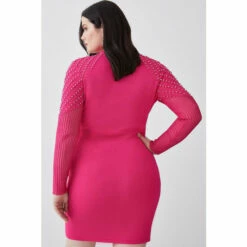 Discount 🎁 KarenMillen Plus Size Mesh Knit And Studded Mini 👗 Dress For Female ✨ -Karen Millen Sales unnamed file 4949