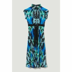 New 🎉 KarenMillen Mirrored Kaleidoscope Pleated Midi 👕 Shirt 👗 Dress For Female 😉 -Karen Millen Sales unnamed file 495