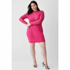 Discount 🎁 KarenMillen Plus Size Mesh Knit And Studded Mini 👗 Dress For Female ✨ -Karen Millen Sales unnamed file 4952