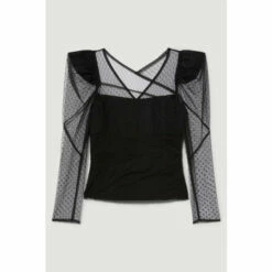 Best reviews of 🎁 KarenMillen Mixed Mesh Spot Tulle Top For Female 🎁 -Karen Millen Sales unnamed file 4960