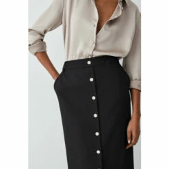 Promo 😀 KarenMillen Compact Stretch Popper Detail Maxi 👗 Skirt For Female ❤️ -Karen Millen Sales unnamed file 4975