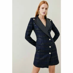 Discount ❤️ KarenMillen Boucle Tux Collared Mini 👗 Dress For Female 👍