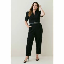 Best deal 👍 KarenMillen Plus Size Structured Crepe Forever Jumpsuit For Female ✔️