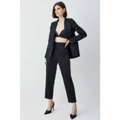 Outlet 🧨 KarenMillen Italian Structured Satin High Waisted Trouser For Female ✔️ -Karen Millen Sales unnamed file 5008