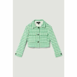 Brand new 🎁 KarenMillen Petite Check Tweed Cropped Jacket For Female 👍 -Karen Millen Sales unnamed file 5020